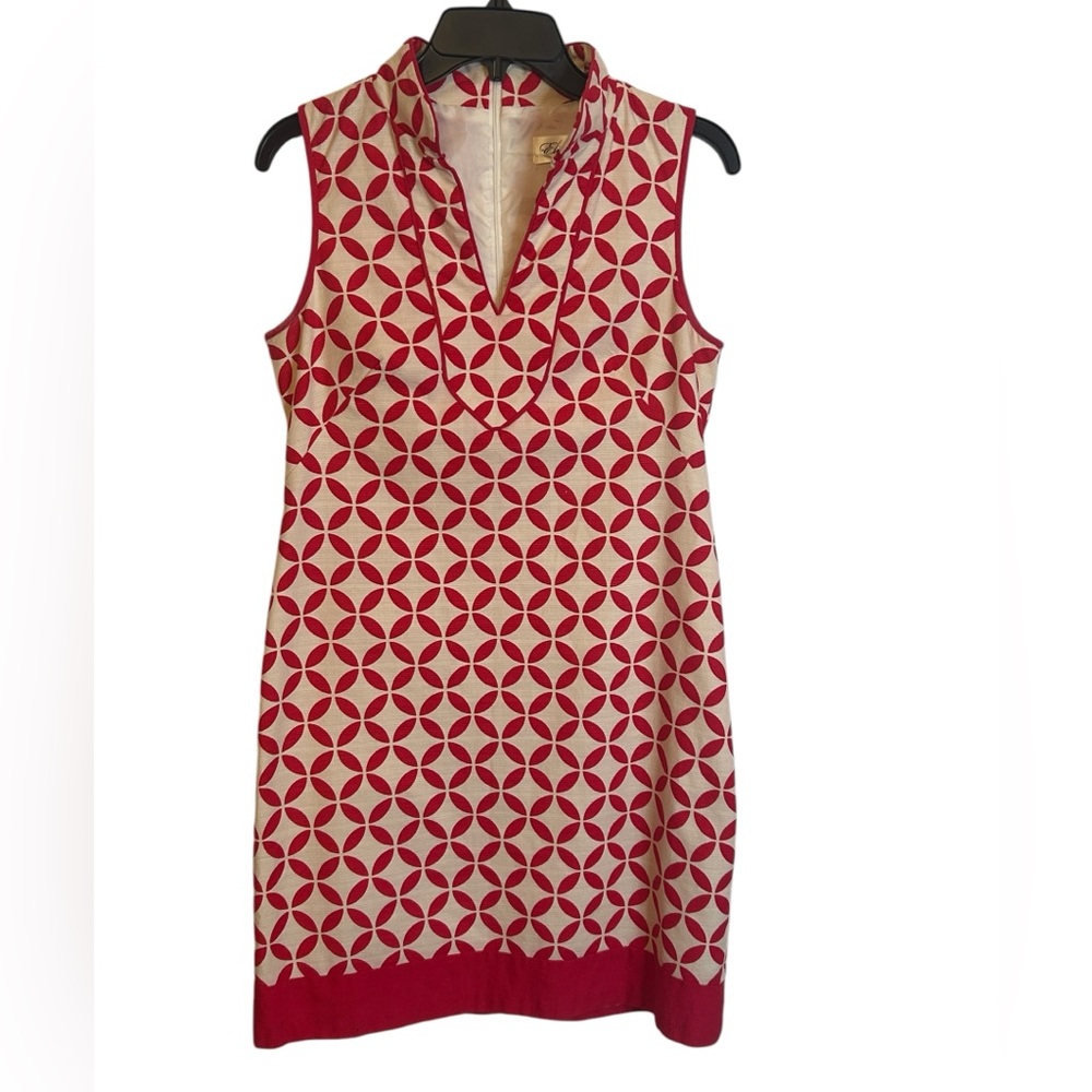 Eliza J Pink and Cream Geometric Sleeveless Mini Dress